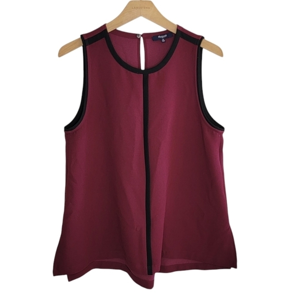 Madewell | Burgundy Tank Top with Black Piping Size Medium - Picture 1 of 6